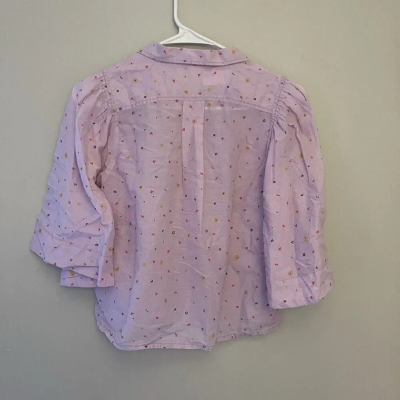 Anthropologie Maeve Purple Floral Top Eliot Popover Blouse XS Women's Flowy - Picture 8 of 10